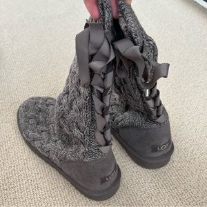 Gray Knit uggs, tall